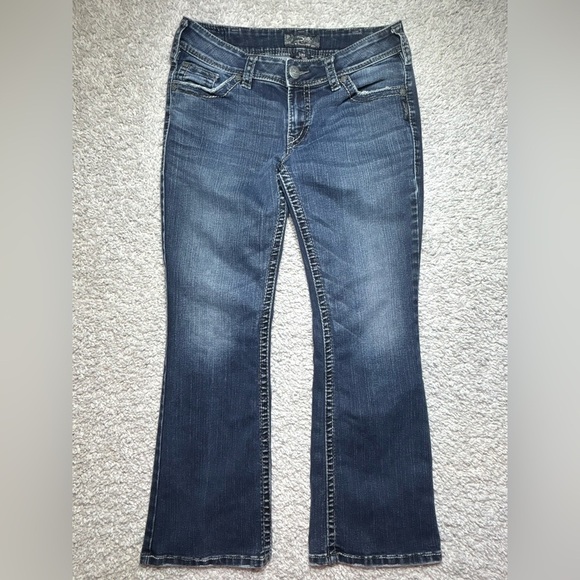 Silver Jeans Womens 30 Suki Surplus Flare Low Rise Flap Pockets Embroidered - Picture 1 of 5